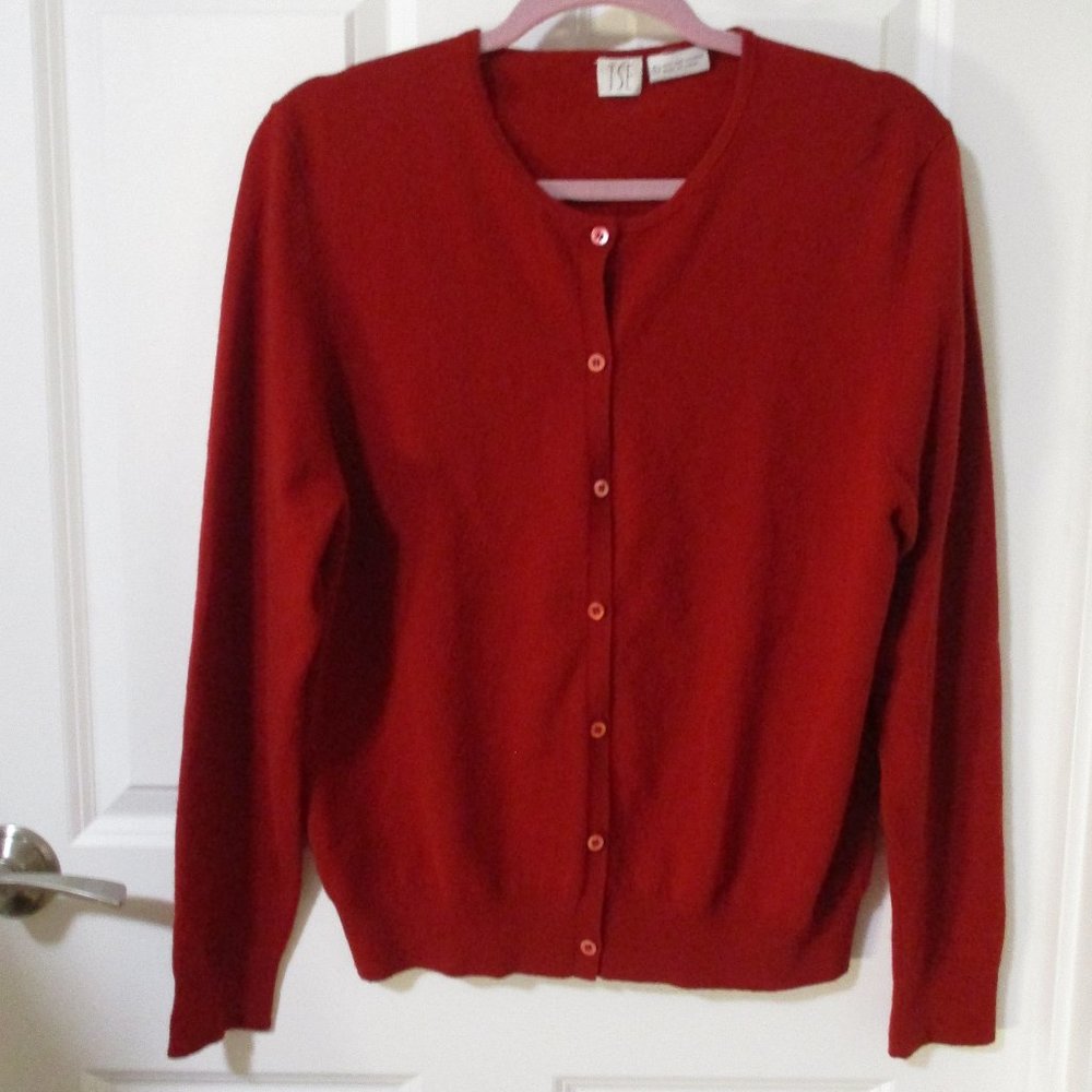 TSE Women's Cardigan 100% Cashmere Sweater Burgundy L